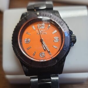 Invicta Black Watch with Orange Dial